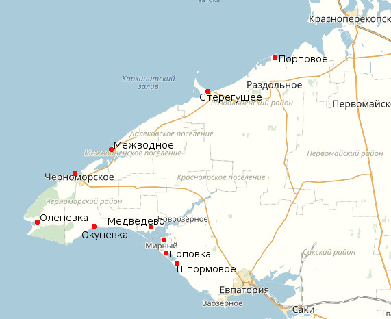 Карта Западного Крыма